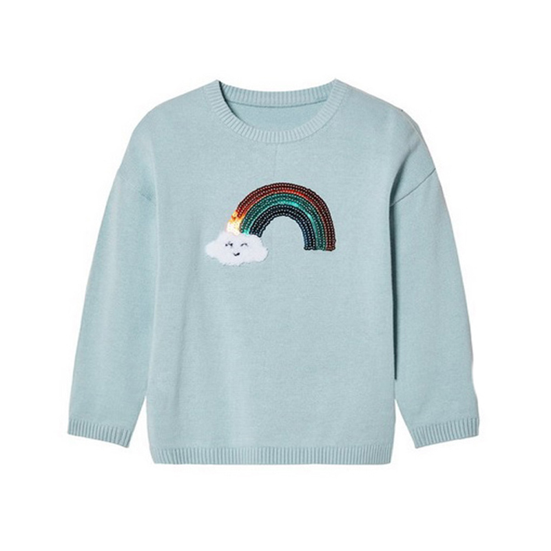 پلیور یقه گرد دخترانه لوپیلو مدل رنگین کمان کوچولو 2025